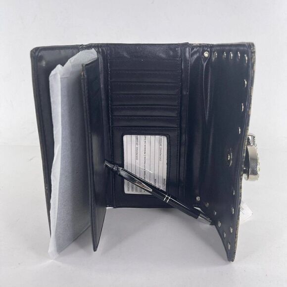 Rustic black Wallet Pocket Book Beaded Jewels Embroidered Rhinestone - Picture 7 of 10